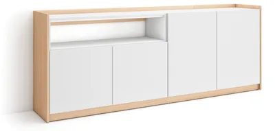 Immagine prodotto di Credenza, Mobile, Cucina, Madia, mobile ingresso, 207x37x80cm, 4 Porte, grande stoccaggio, Bianco e Rovere soft