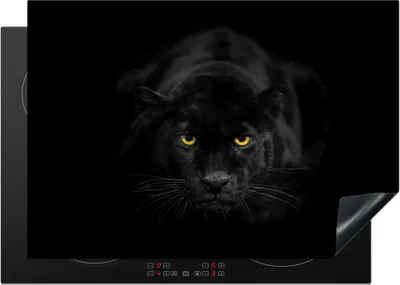 Produktbild von KitchenYeah© Herdabdeckplatte Panther - Tiere - Schwarz - Augen , 75x52cm, Küche Deko, Glaskeramikkochfeld Herdabdeckung, Abdeckplatte fùr Kochfeld