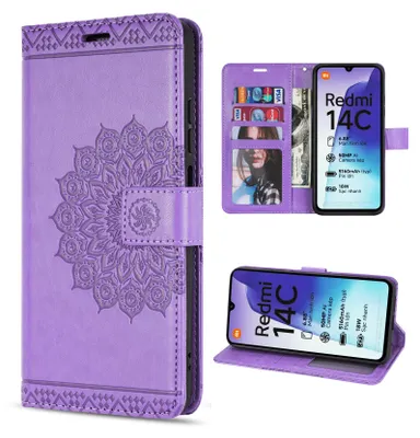 Produktbild von Handy Tasche für Xiaomi Redmi 14C / Poco C75 Hülle Handyhülle Klapphülle Wallet Case in Lila