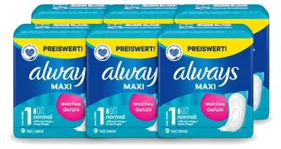 Productafbeelding van 6 x Always Maxi inlegverbanden voor dames, normaal, maat 1 - voordeelverpakking - 6 stuks
