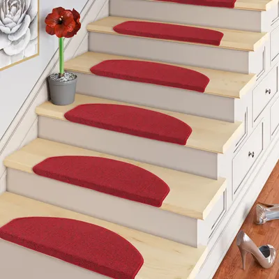 Produktbild von Trend Schlinge Stufenmatte Strong Rot (halbrund), Größe / Menge:18x56 cm = 1 Stck.
