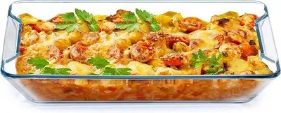 Image de Plat à lasagnes rectangulaire en verre de 2,5 l, pour le four
