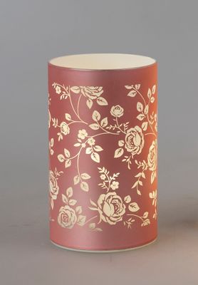 LED Deko Lampe, Leuchte ROSEN mit Timer H. 15cm rosa Glas Formano F23