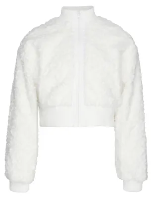 Produktbild von Damen kurze Kunstpelzjacke weiss Gr. S mit Stehkragen