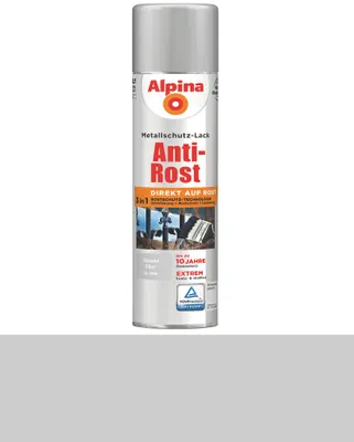 Produktbild von Alpina Spray 400 ml Anti-Rost Metallschutz-Lack, 3in1, RAL 9006 Silber Glänzend