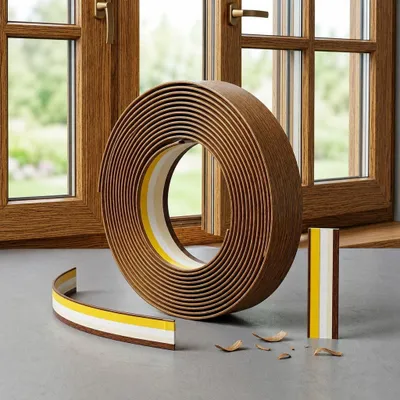 Produktbild von FENSTERLEISTE – 10m Länge – 50mm Breite – 1,5mm Stärke – Eiche Gold – Flachleisten Kunststoffleisten Profileleisten Abschlussleisten