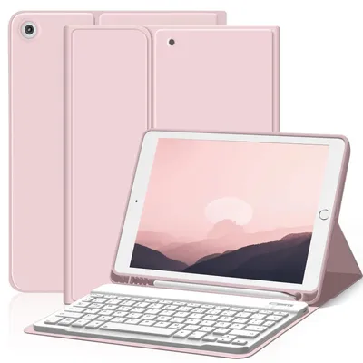 Produktbild von Tastatur Hülle für 9 8 7 Generation 2021 2020 2019 Abnehmbare QWERTZ Tastaturhülle Rosa