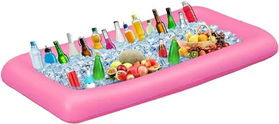 Produktbild von Aufblasbare Getränkekühler, mit Ablassventil, 132x61x13 cm, für Partys und Essen, Rosa