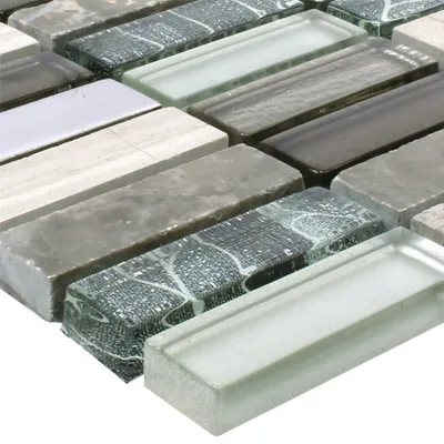 Produktbild von Glasmosaik Natursteinfliesen Magia Grau Stäbchen