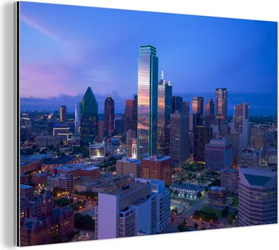 Obrázok produktu pre Nástenná dekorácia Kovový kovový obraz Wall Art 90x60cm Panoráma Dallasu Muchowow Hliníkové obrazy