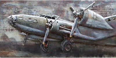 Produktbild von 3D-Metallbild - Motiv: Flugzeug - 70 x 140cm