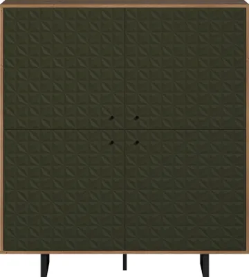 Produktbild von trendteam Sentra Highboard Dunkelgrün/Eiche, B/H/T ca. 124/136/40 cm