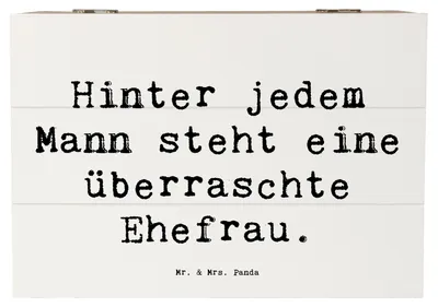 Produktbild von Mr. & Mrs. Panda Kiste Spruch Überraschte Ehefrau 22 x 15 cm - Weiß - Geschenk, Geschenkbox, Schatzkiste, für, Familienmitglieder, Box, Liebe, Partnerschaft, Verwandte