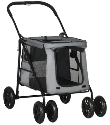 Immagine prodotto di Carrello per cani pieghevole | Colore: Grigio e nero | Dimensioni: 53x121x18 cm