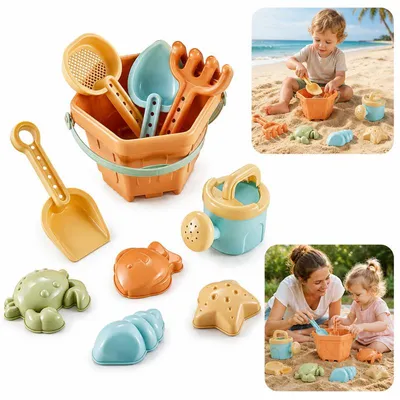 Produktbild von 10-teiliges Strandspielzeug Set Kinder, Sandspielzeug Eimer Schaufel Formen Strand Sandkasten Spielzeug
