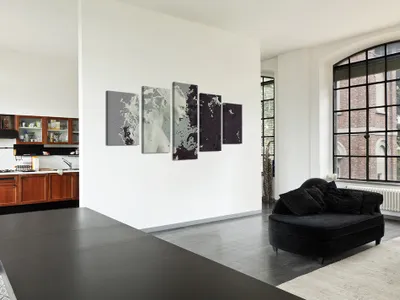 Produktbild von Akustikbild Abstrakt 200x100 cm Bilder Akustikschaum Hochleistungsschallabsorber Schallschutz Leinwand 5 tlg Wandbild Raumakustik Schalldämmung 020203-3