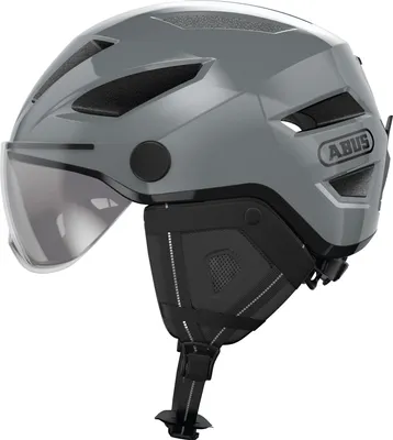 Produktbild von ABUS Stadthelm Pedelec 2.0 ACE - Fahrradhelm mit Rücklicht, Visier, Regenhaube, Ohrenschutz - für Damen und Herren - Grau, , Größe L (56-62 cm)