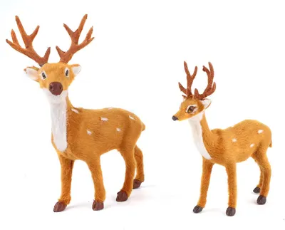 Zdjęcie produktu dla Figurki reniferów świątecznych, 2 sztuki, o wymiarach 15 cm i 20 cm, miniaturowe dekoracje świąteczne