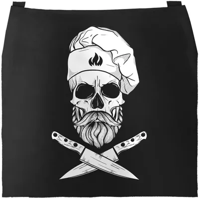 Produktbild von Grill-Schürze für Männer Koch Totenkopf Messer Hipster Skull Chef Grillen Baumwoll-Schürze Küchenschürze Moonworks® schwarz unisize
