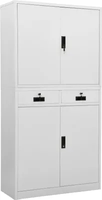 Immagine prodotto di The Living Store Armadio per ufficio grigio chiaro 90x40x180 cm in acciaio