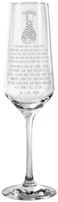 Produktbild von Mr. & Mrs. Panda Glas Giraffe Blumenkranz - Transparent - Geschenk, Trinkglas, Afrika, Freundin, Schaumweinglas, Champagnerglas, Sektglas, Sektflöte, Abenteurer