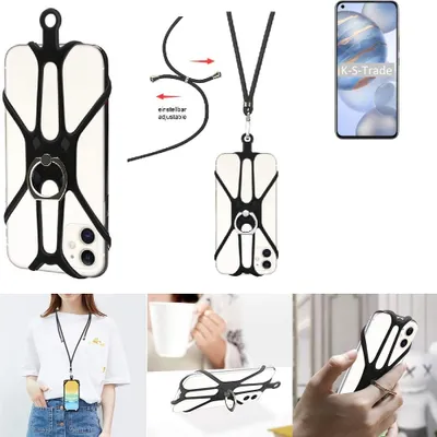 Produktbild von K-S-Trade 3in1 Handykette Handyband Handykordel Halsband Smartphone-Ring Handy-Ring kompatibel mit Huawei Honor 30 Fingerhalterung Handyring