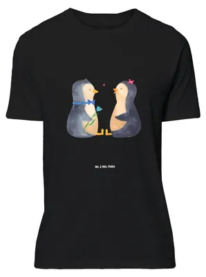 Produktbild von Mr. & Mrs. Panda Größe M T-Shirt Pinguin Pärchen - Schwarz - Geschenk, Hochzeit, Liebe, Tshirt, Verknallt, Hochzeitstag, Shirt, Herren, mit Spruch