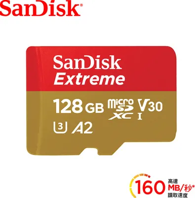 Produktbild von Sandisk 128GB Extreme microSDXC Speicherkarte Klasse 10