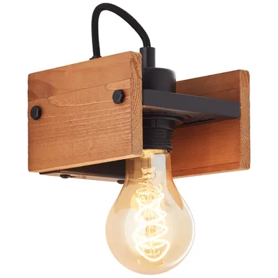 Produktbild von Wandlampe, 11 x 12 x 13 cm, E27, max. 42 W, Metall/Holz, schwarz/holz