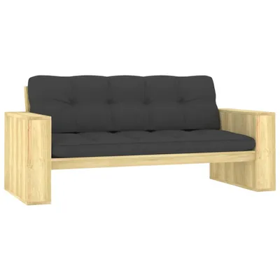Productafbeelding van Tuinbank met antracietkleurige kussens 179cm geïmpregneerd hout