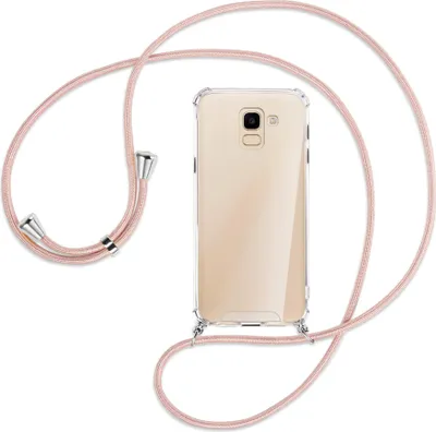 Produktbild von Handykette Backcover-Schutzhülle mit Band (Metall silberfarben) für Samsung Galaxy J6 2018 - roségold