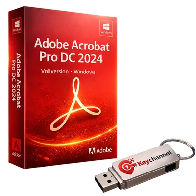 Produktbild von Adobe Acrobat Pro DC 2024 | Vollversion für Windows | Produktschlüssel + USB-Stick
