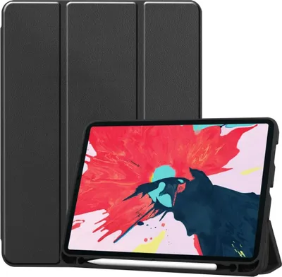 Produktbild von Mobigear Dreifach-Faltetui für iPad Pro 11 Zoll (2020) aus TPU und Kunstleder, Klapphülle mit Stifthalter - Schwarz