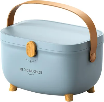 Produktbild von Pillendose Medikamentenbox, Medikamentenbox groß, Medikamentenbox mit Griff und herausnehmbarem Fach, geeignet zur Aufbewahrung von Apothekenbox und H