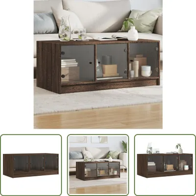 Produktbild von The Living Store Couchtisch mit Glastüren Braun Eichen-Optik 102x50x42 cm