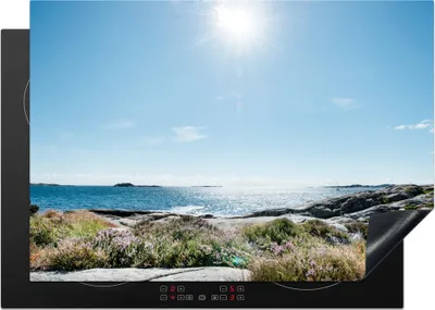 Produktbild von KitchenYeah© Herdabdeckplatte Strand - Natur - Sonne , 75x52cm, Küche Deko, Glaskeramikkochfeld Herdabdeckung, Abdeckplatte fùr Kochfeld
