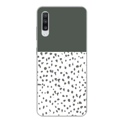 Produktbild von MuchoWow® Handyhülle Schutzhülle Hülle für Samsung Galaxy A70 Polka dots - Grau - Weiß Silikon Softcase Handy Hülle - Schutzhaube