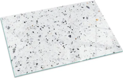 Produktbild von Steinmuster mit Flecken – Glasbodenplatte für – Kaminofen – Kaminplatte Glas – Schutzglas – Funkenschutzplatte –Glasbodenplatte Feuerfeste – Hitzeschutzplatte – Bodenschutz aus Glas – 100x70 cm