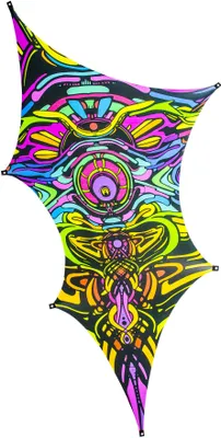 Produktbild von PSYWORK Schwarzlicht Segel Elasthan Wing L "Dragon Temple II Right", 2,25x3,75m