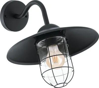Produktbild von EGLO Außen-Wandlampe Melgoa, 1 flammige Außenleuchte, Wandleuchte aus verzinktem Stahl in Schwarz und Glas in Transparent, E27 Fassung, IP44