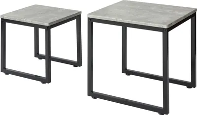 Zdjęcie produktu dla SoBuy zestaw 2 stolików kawowych, stoliki boczne, zestaw 2, stolik kawowy, zestaw stolików, szary