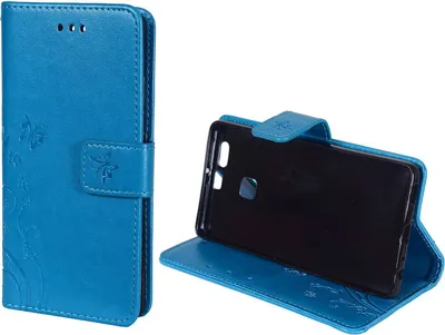 Produktbild von Schutz Hülle Blumen für Handy Huawei P9 Blau