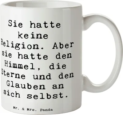 Produktbild von Mr. & Mrs. Panda Tasse Spruch Himmel und Freude - Weiß - Geschenk, Zitat, Kaffeebecher, Keramiktasse, Gefühl, Lächeln, Motivation, Kaffeetasse, Bedruckte, Teetasse