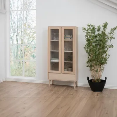 Productafbeelding van Vitrinekast Rosta Eikenfineer Wit 178cm - Giga Living