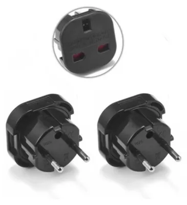 Produktbild von Weltadapter Typ G auf Typ F für England, Irland, Malta, Malaysia - 2 Stück