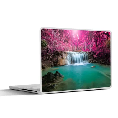 Produktbild von MuchoWow® Laptop Aufkleber Sticker Cover Wasserfall - Baum - Rosa - Natur 31x22.5 cm - Laptop-Deko