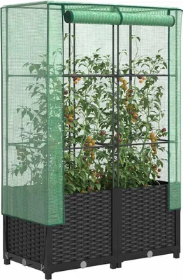 Obrázek produktu pro vidaXL Zvýšená postel s nástavcem na skleník ratanového vzhledu 80x40x138 cm