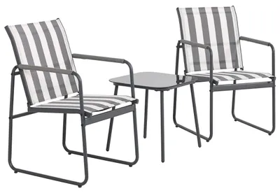 Produktbild von HowHomely Gartengarnitur Gartenmöbel 2er Set Stühle Tisch grau weiß Sitzgruppe