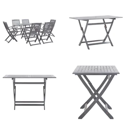 Image de vidaXL Ensemble de jardin 7 pièces en bois massif d'acacia gris - Ensemble de meubles de jardin - Table et chaises de jardin - Tables et chaises de jardin