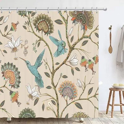 Produktbild von Schimmelresistenter Duschvorhang 180x180cm Polyester Blumenmuster